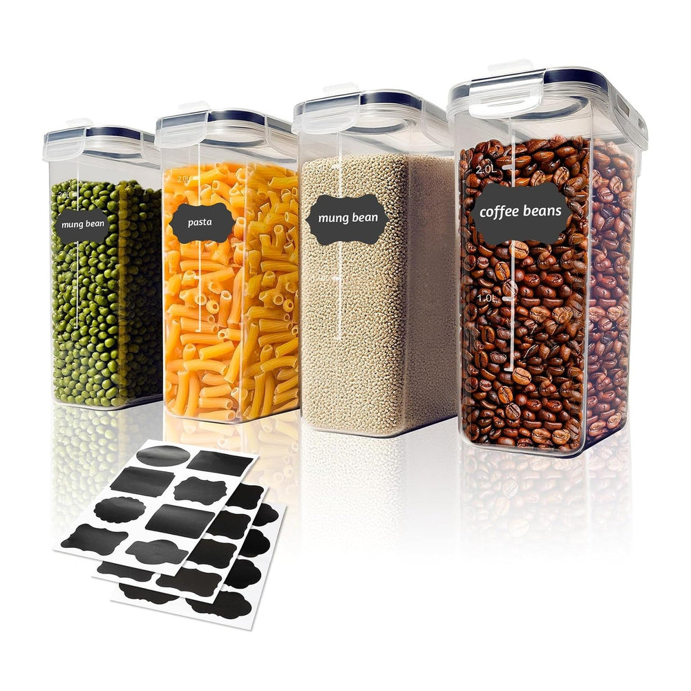 Airtight Food Containers, 4L Kitchen Storage Box, Pack of 4, Sealed Plastic F...