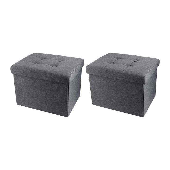 ALASDO Storage Ottoman Footrest Stool Small Ottoman with Storage Foldable Ottomans Foot Rest Footstool Bench for Living Room 17x13x13inches Grey (Pack of 2)