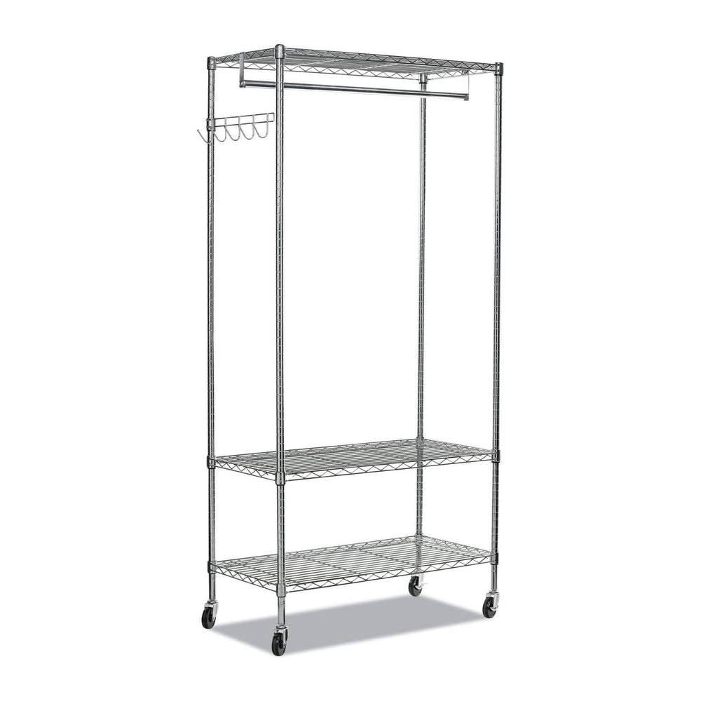 Alera Wire Shelving Garment Rack, 40 Garments, 48w X 18d X 75h, Silver