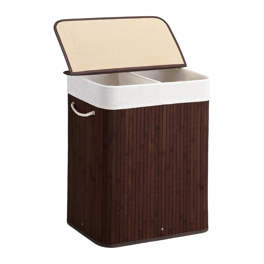 Aliphon 100L Laundry Hamper with lid, 2-Section Clothes Laundry Basket with H...