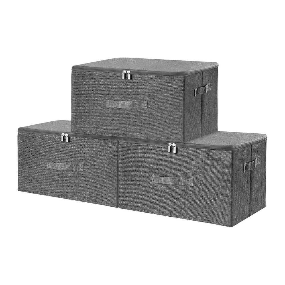 ANMINY Fabric Storage Bins with Zipper Lids, 18"x14"x10", Gray...