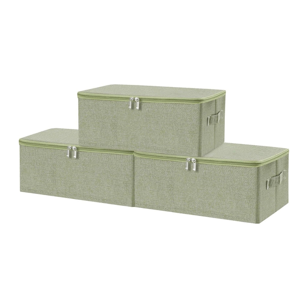 ANMINY Fabric Storage Bins with Zipper Lids, 15"x10"x6", Green...