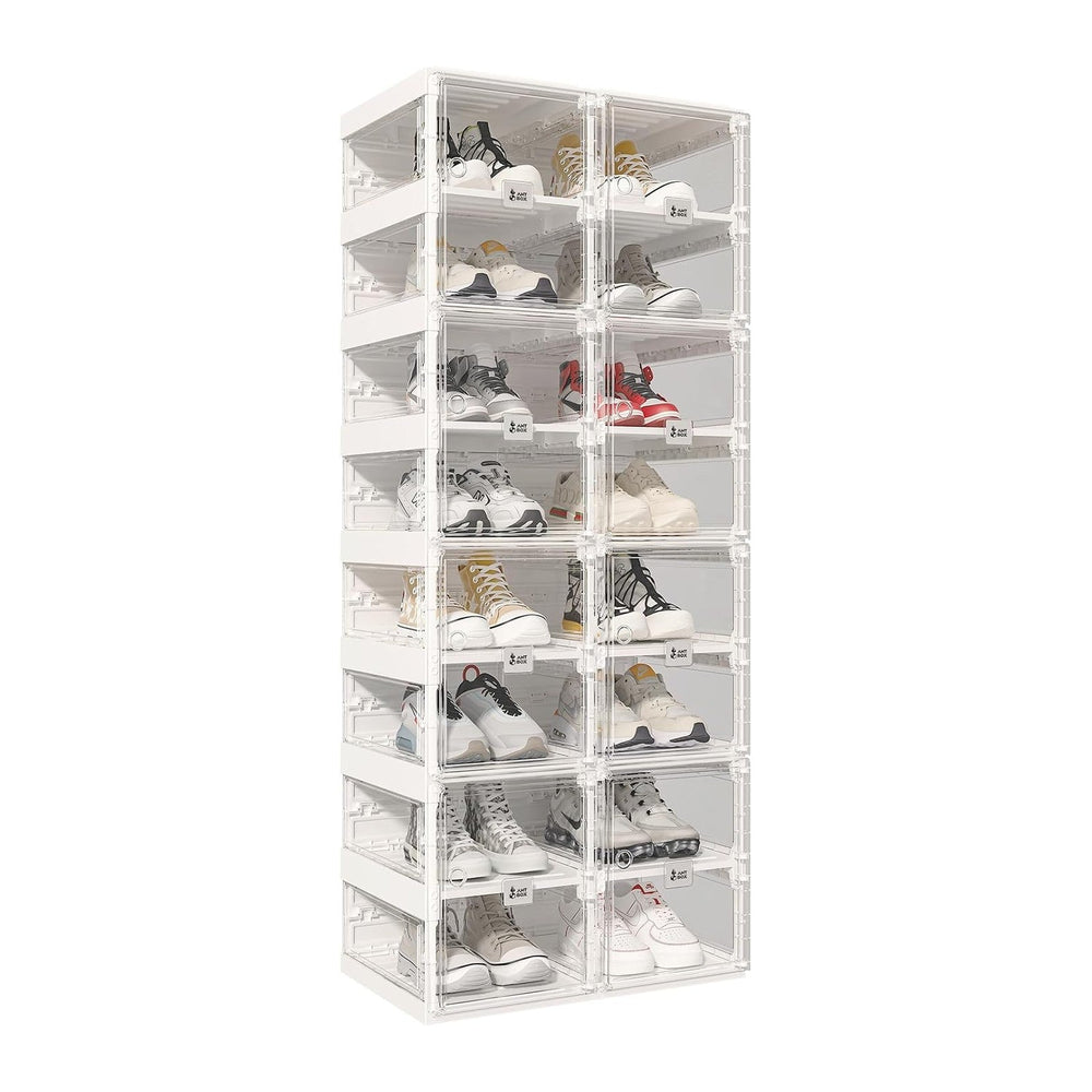 ANTBOX Foldable Shoe Rack,Shoe Organizers for Closet Plastic Shoe Storage Box...