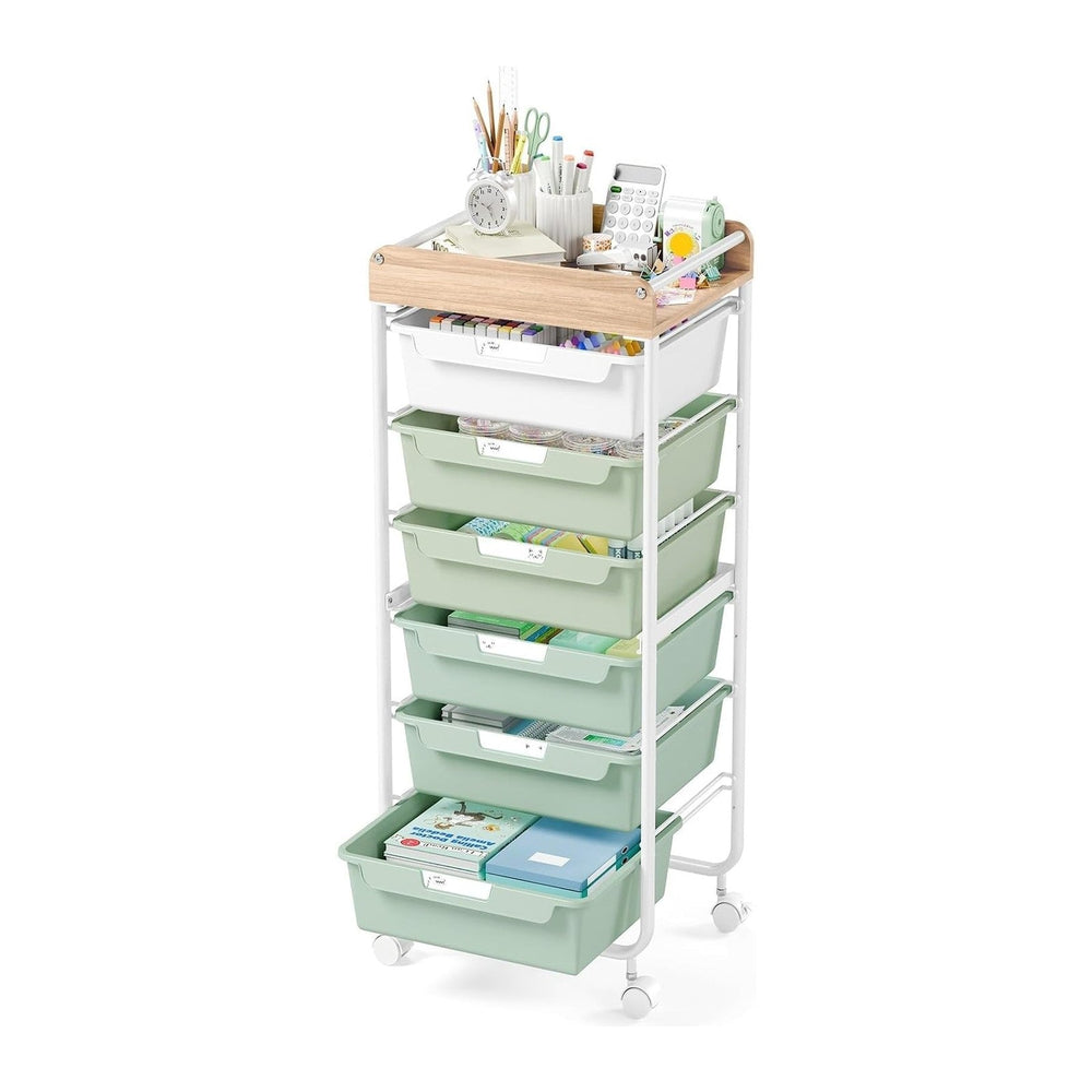 APEXCHASER Rolling Craft Storage Cart with 6 Drawers, Art Cart,Green