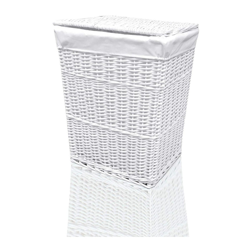 ARPAN Large Wicker Laundry Basket with White Lining, 32LX45WX59H