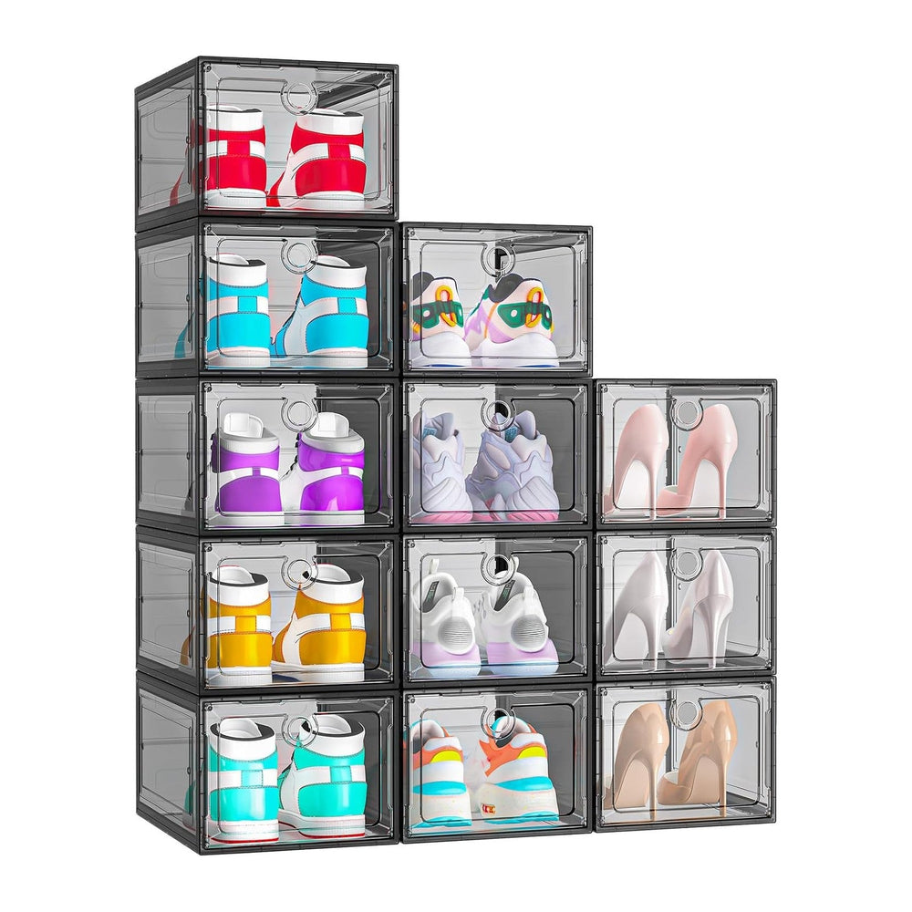 ARSTPEOE 12-Pack Shoe Storage Boxes Clear Magnetic Stackable