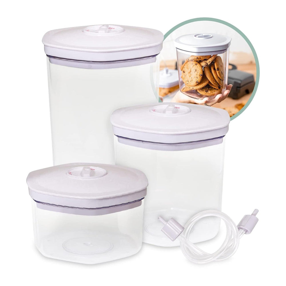 Avid Armor 3 Piece Vacuum Food Container Set for Home Kitchen with Accessory ...
