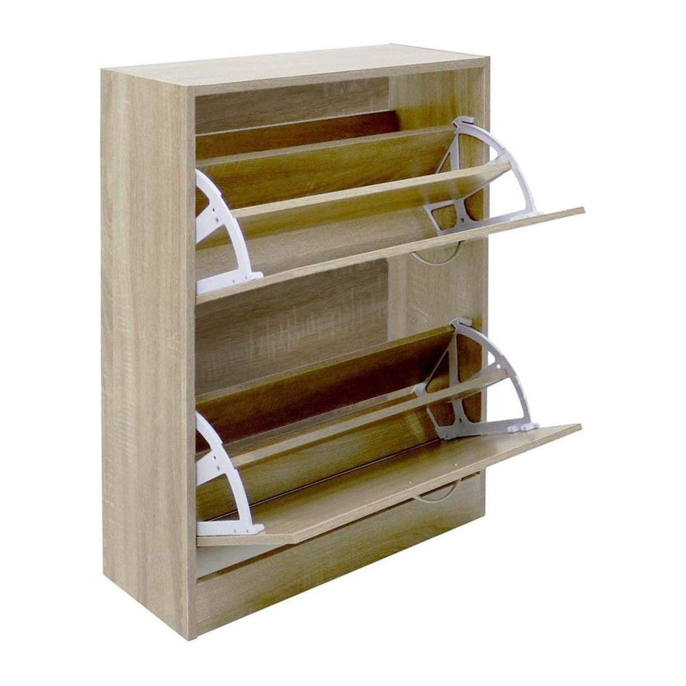 BAKAJI Shoe Rack Space Saving Melamine Wood with 2 Folding Doors and Double D...