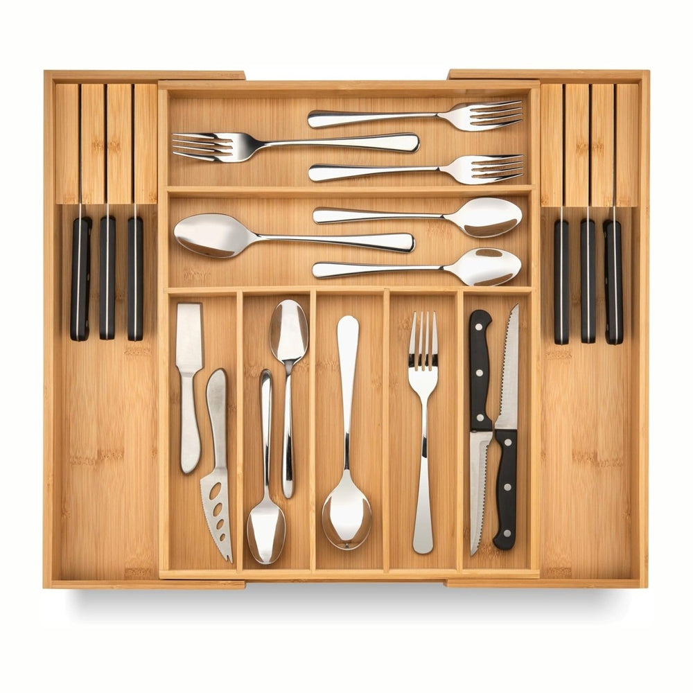 Bamboo Drawer Organizer with Knife Blocks