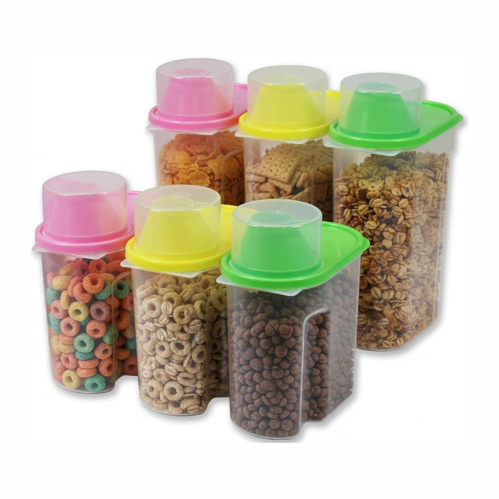 Basicwise Set of 3 Large 2.5-Liter and 3 Small 1.9-Liter Airtight Food Storag...