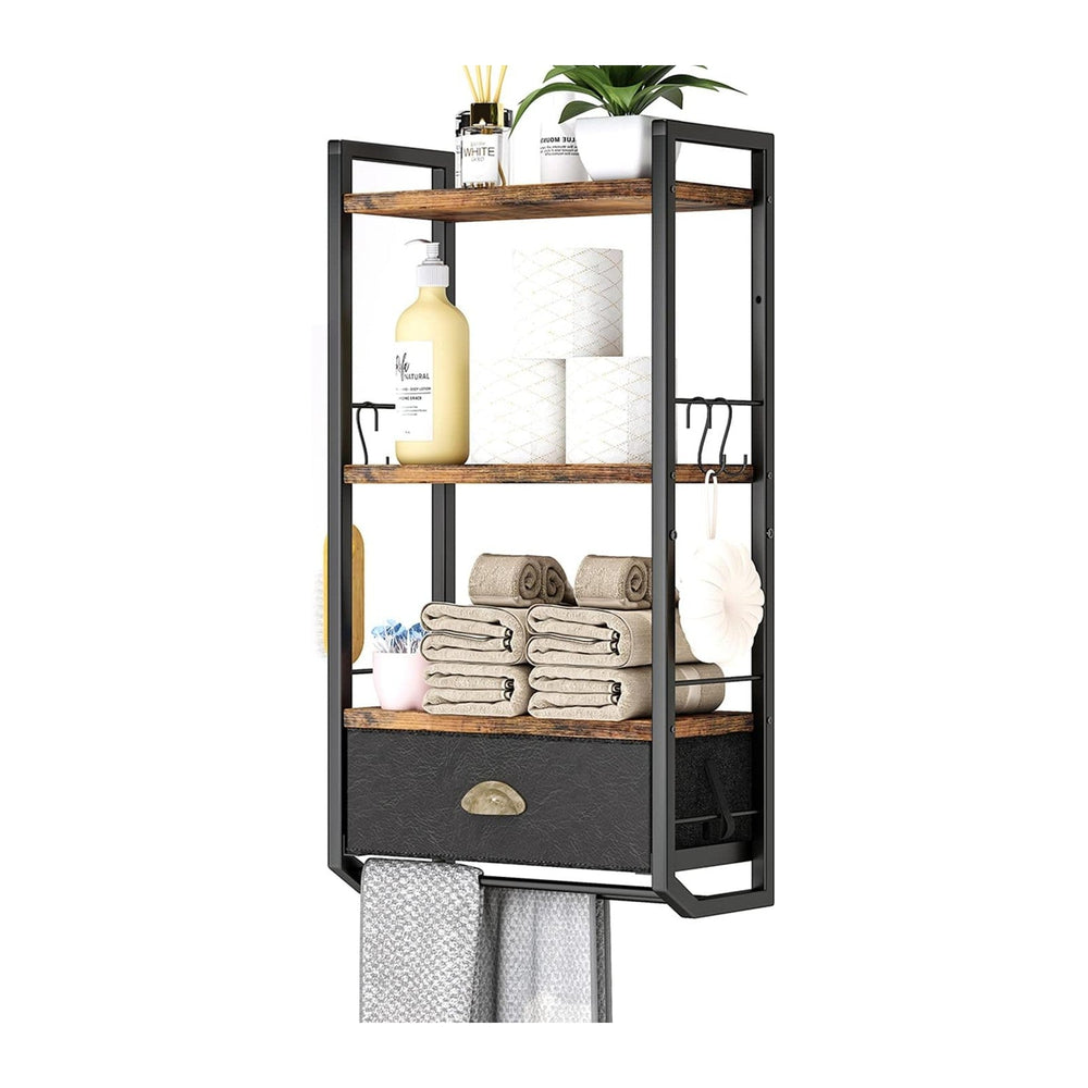 Bathroom Storage Organizer Wall Mounted, 3 Tier Bathroom Towel Rack Shelf wit...