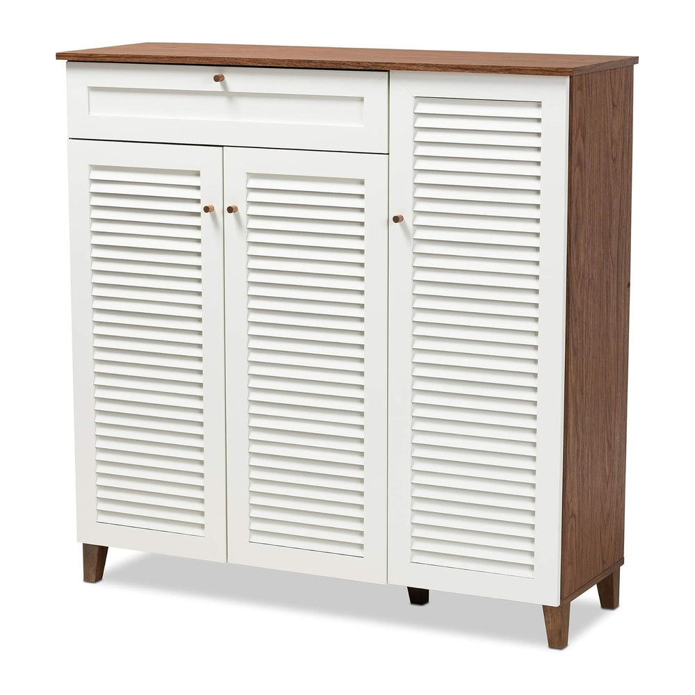 Baxton Studio Shoe Cabinets, White/Walnut