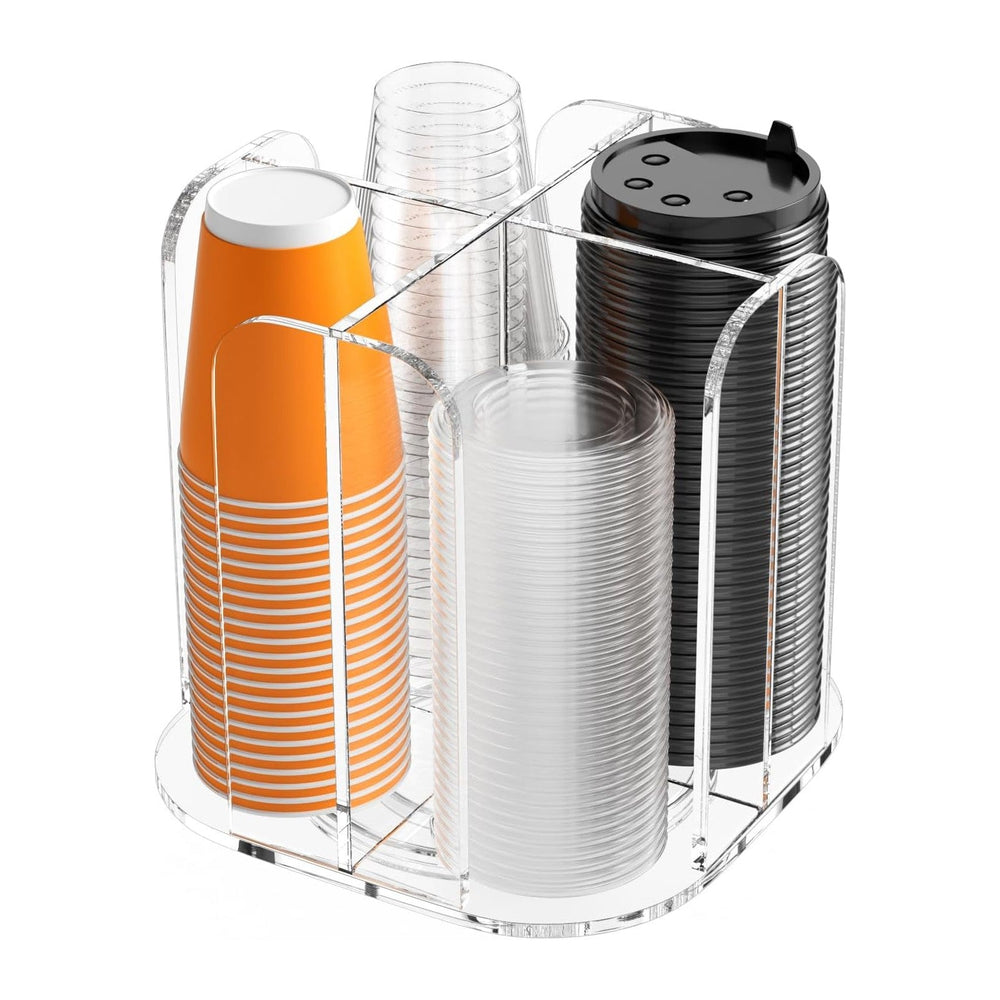 Beego Rotatable 4-Compartment Acrylic Cup Dispenser - Coffee Station Cup and ...