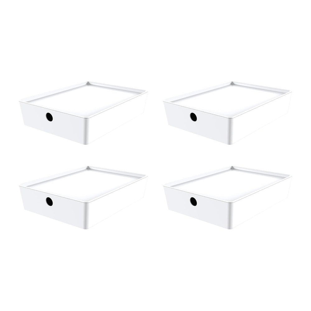 Bella White Modular Box Stackable Storage Bins with Lids Bathroom Organizer K...