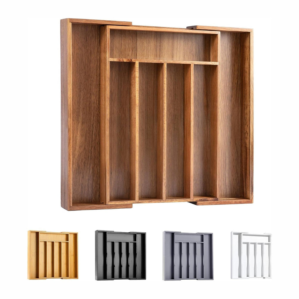 Bellsal Acacia Silverware Organizer Kitchen Drawer Organizer Expandable Bambo...