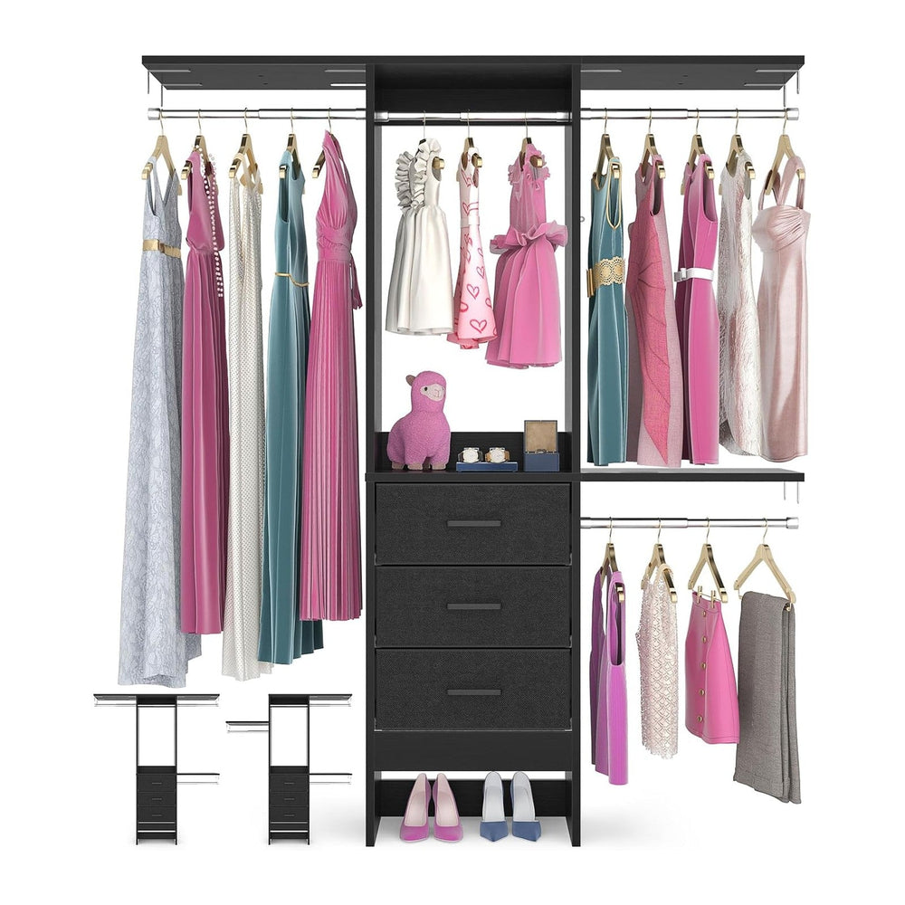 Besiost 4FT Small Closet System with 3 Fabric Drawers, 48'' Closet Or...