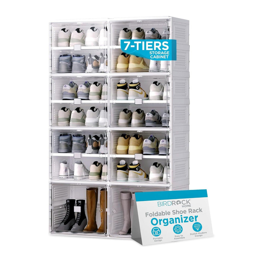 BIRDROCK HOME Shoe Rack for Closet Floor | 7 Tiers Freestanding Storage Cabin...