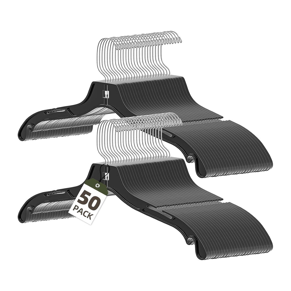 Black Plastic Hanger 50 Pack, Heavy Duty Clothes Hangers