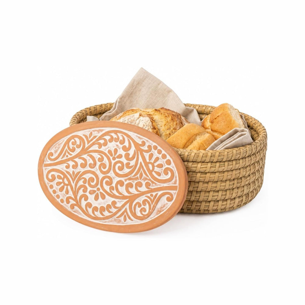 Bread Warmer Basket with Stone, Bread Basket for Serving Rolls & Sourdoug...