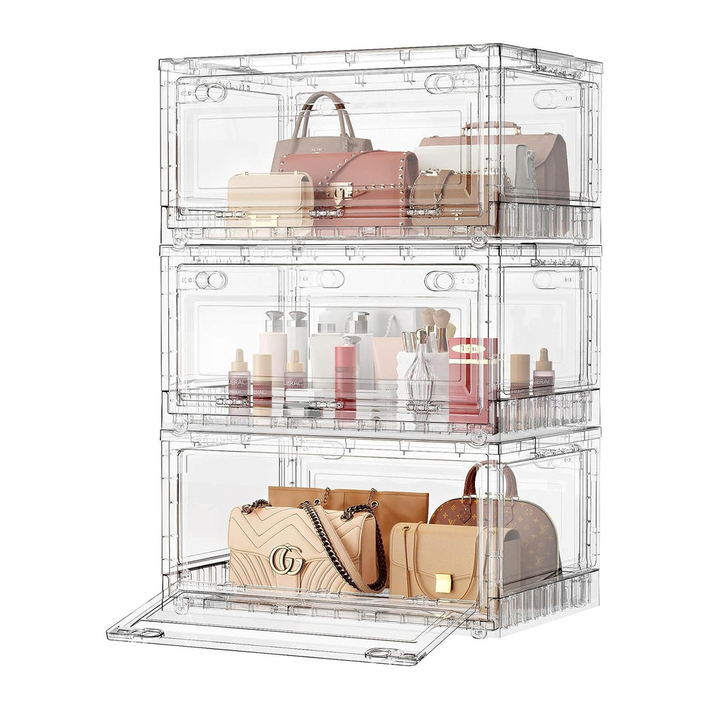 BROVIEW Clear Stackable Storage Bins Drawers, Open Front Large Plastic Storag...