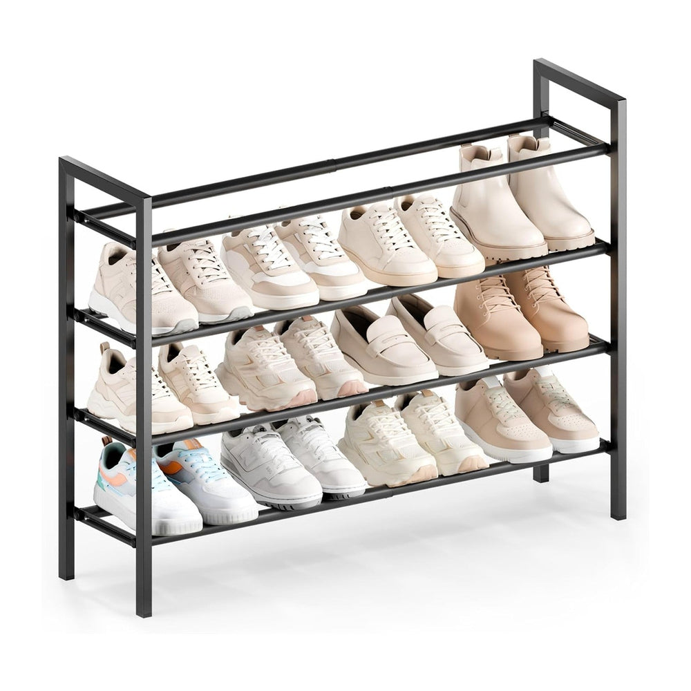 Bumusty 4 Tier Expandable Shoe Rack for Closet, Black | 18"-33" Adj...