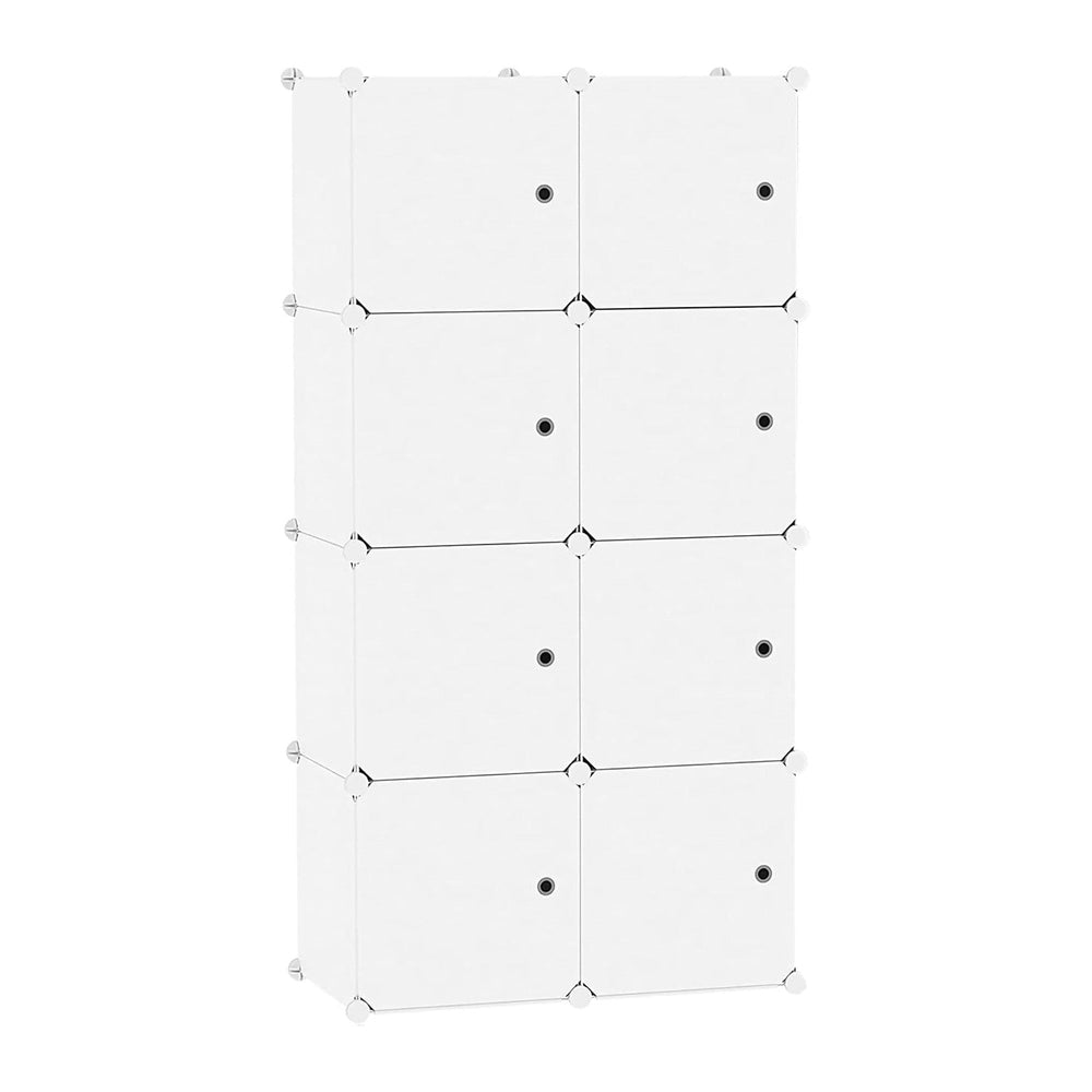 C&AHOME 8-Cube Storage Organizer with Door Cube Shelf Closet Cabinet Milky