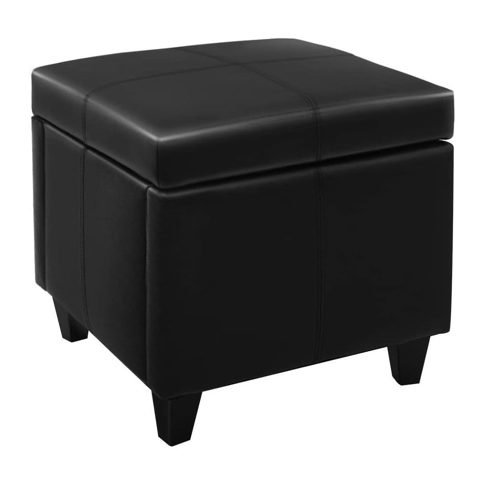 CangLong 18'' Square Storage Ottoman,Faux Leather Foot Rest Stools wi...