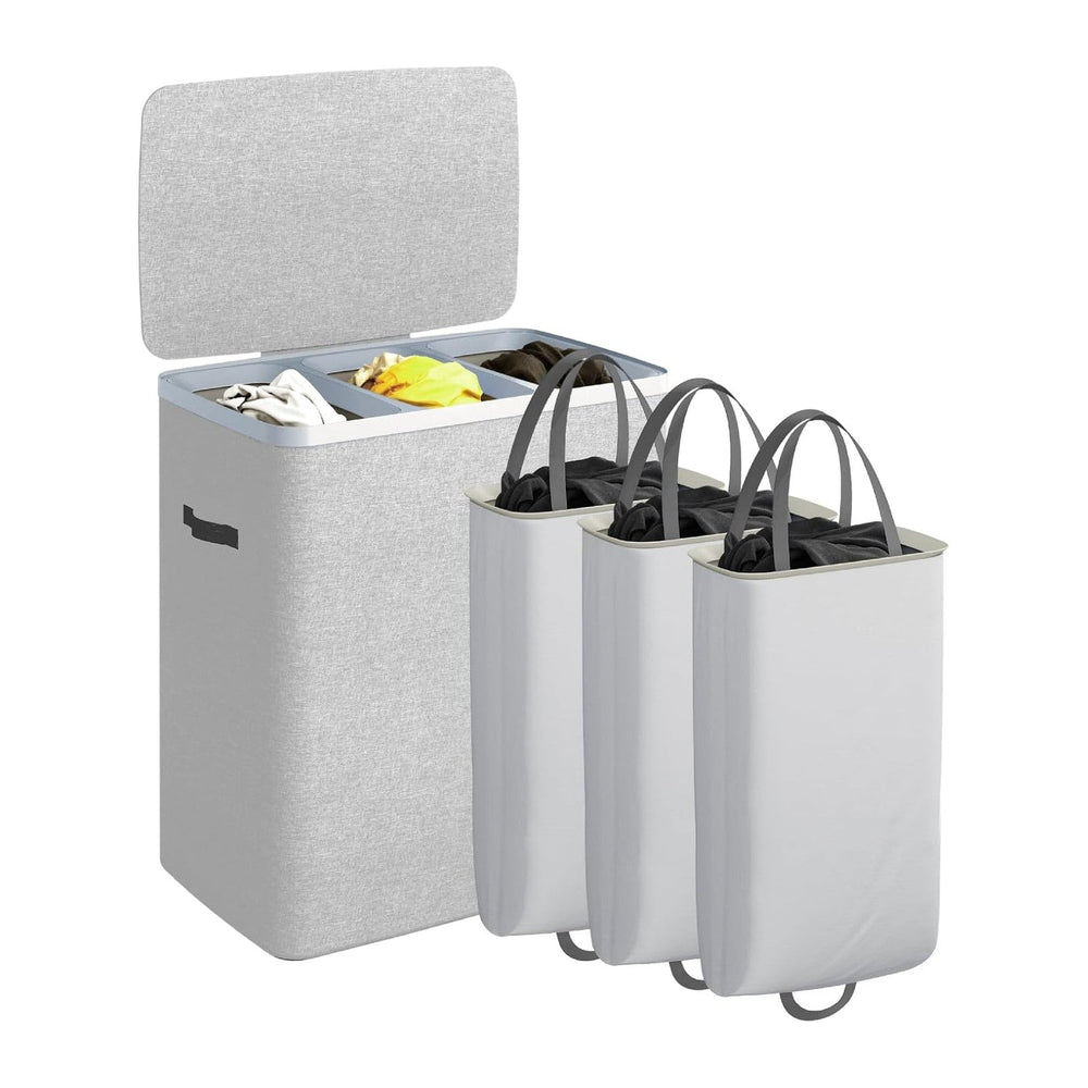 CASAMAYA Laundry Basket with Lid, Laundry Hamper 3 Section, 190L collapsible ...
