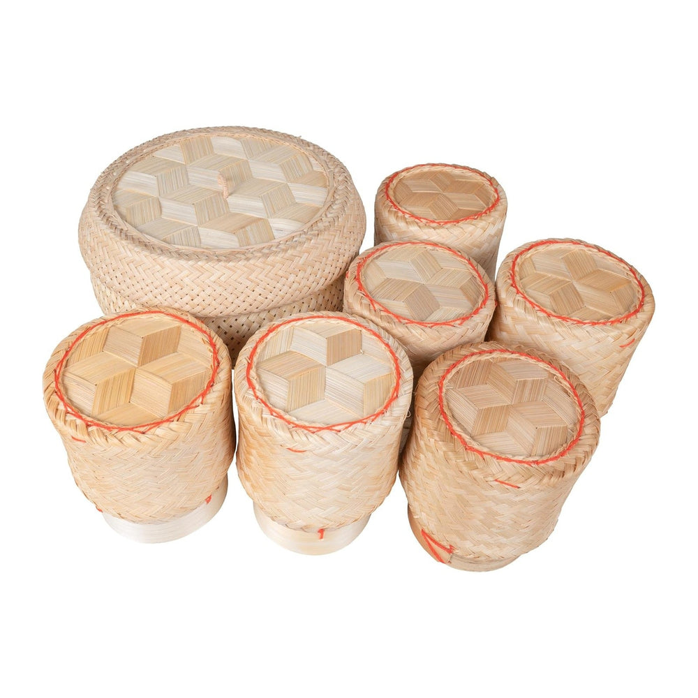CCcollections Traditional Handmade Bamboo Sticky Rice Basket Sets, Authentic ...
