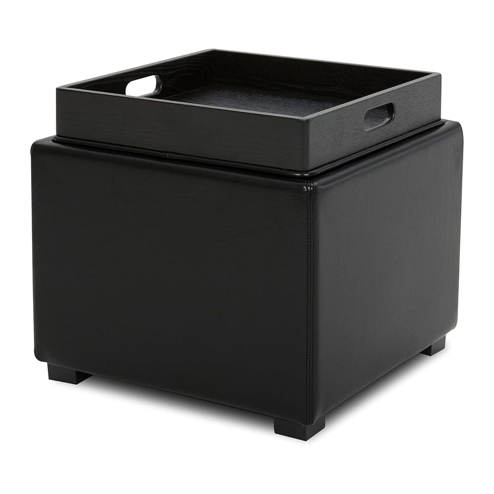 CHITA Storage Ottoman Cube with Tray Lid, Small Footstool with Storage, Squar...