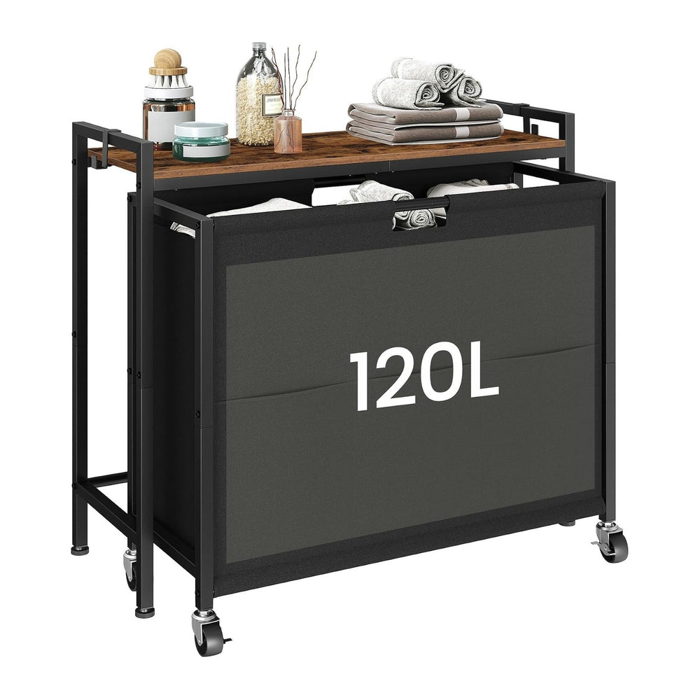 CHOEZON Laundry Sorter, Laundry Hamper with Storage Shelf, Mobile 2-in-1 Bask...