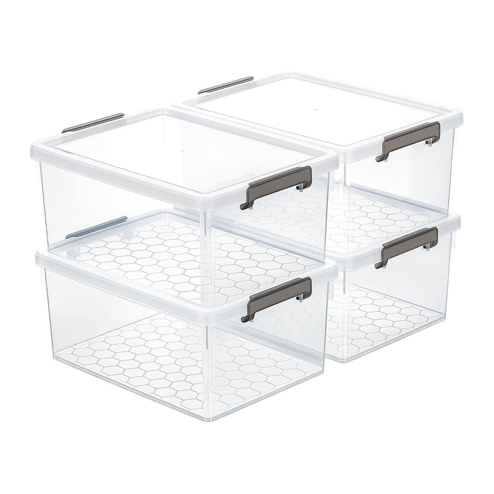 Citylife 33 Qt Ultra-Thick Plastic Clear Storage Bins with Lids, 4-Pack