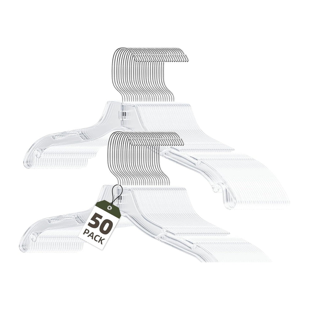 Clear Plastic Hanger 50 Pack, Heavy Duty Clothes Hangers