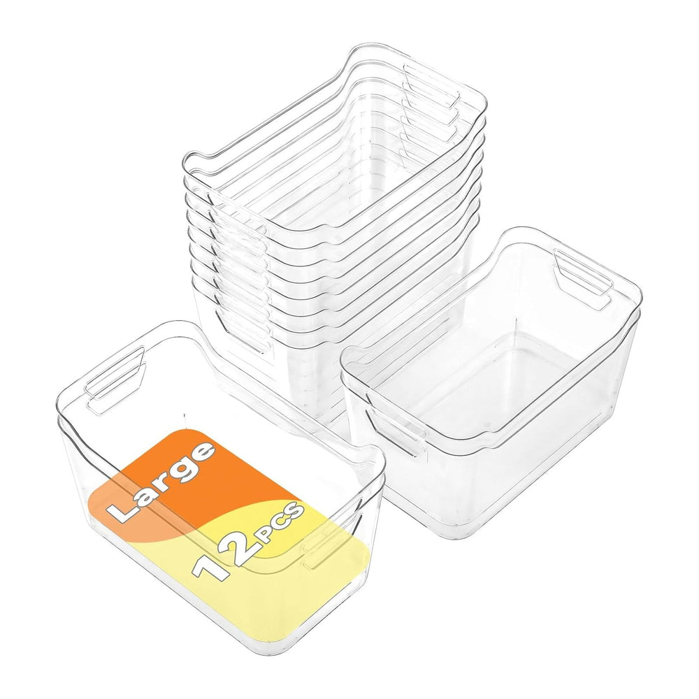 Clear Plastic Storage Bins - 12 Pack Pantry Organizers and Storage,Large Clea...
