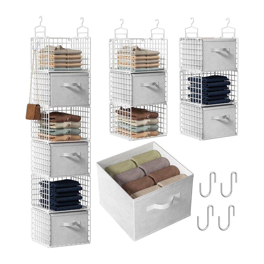Closet Hanging Organizer with Drawers, 6 Tier Metal Closet Organizers and Sto...
