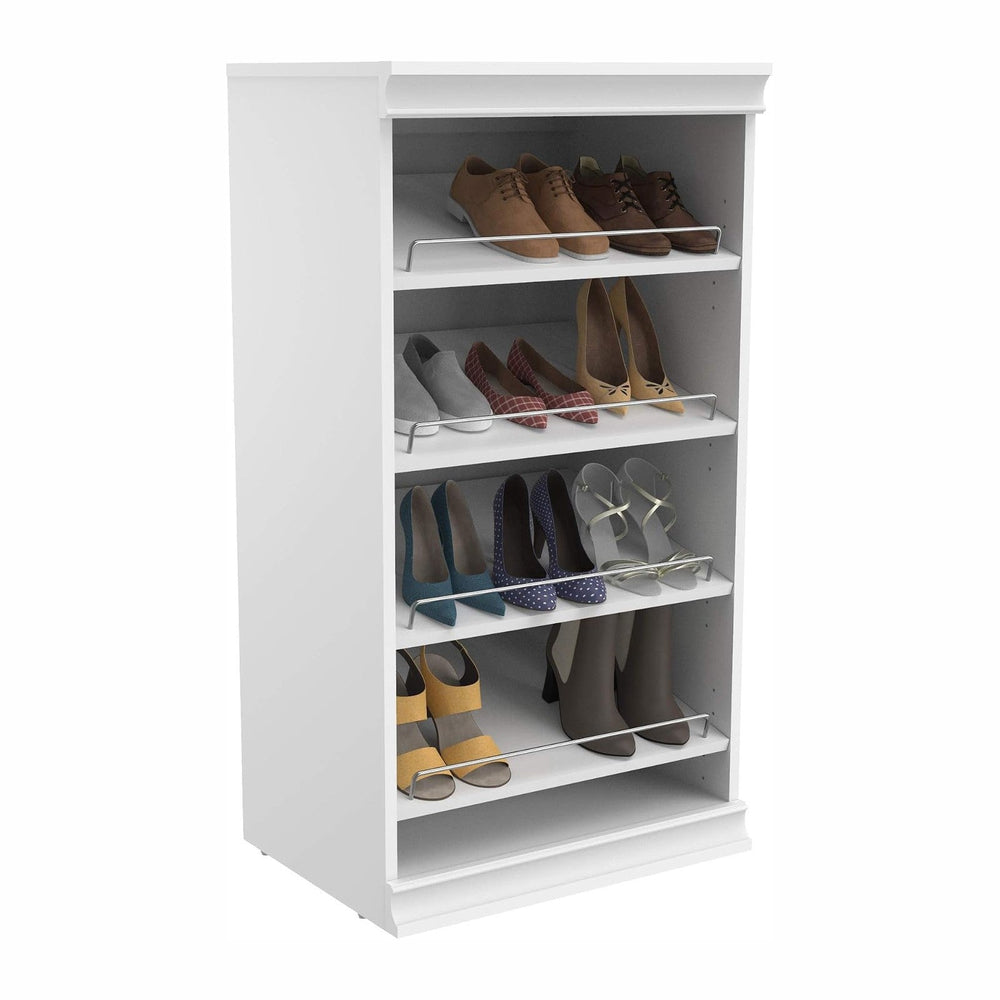 ClosetMaid Modular Storage Shelf Unit with Angled Shoe Shelves, White