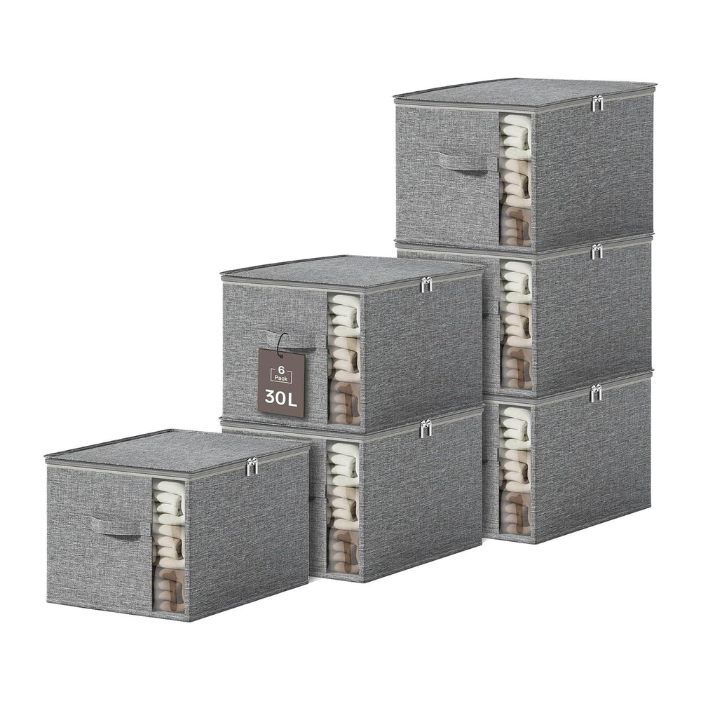 Clothes Storage Bins with Sturdy Frames, Foldable Fabric Clothing Organizer B...