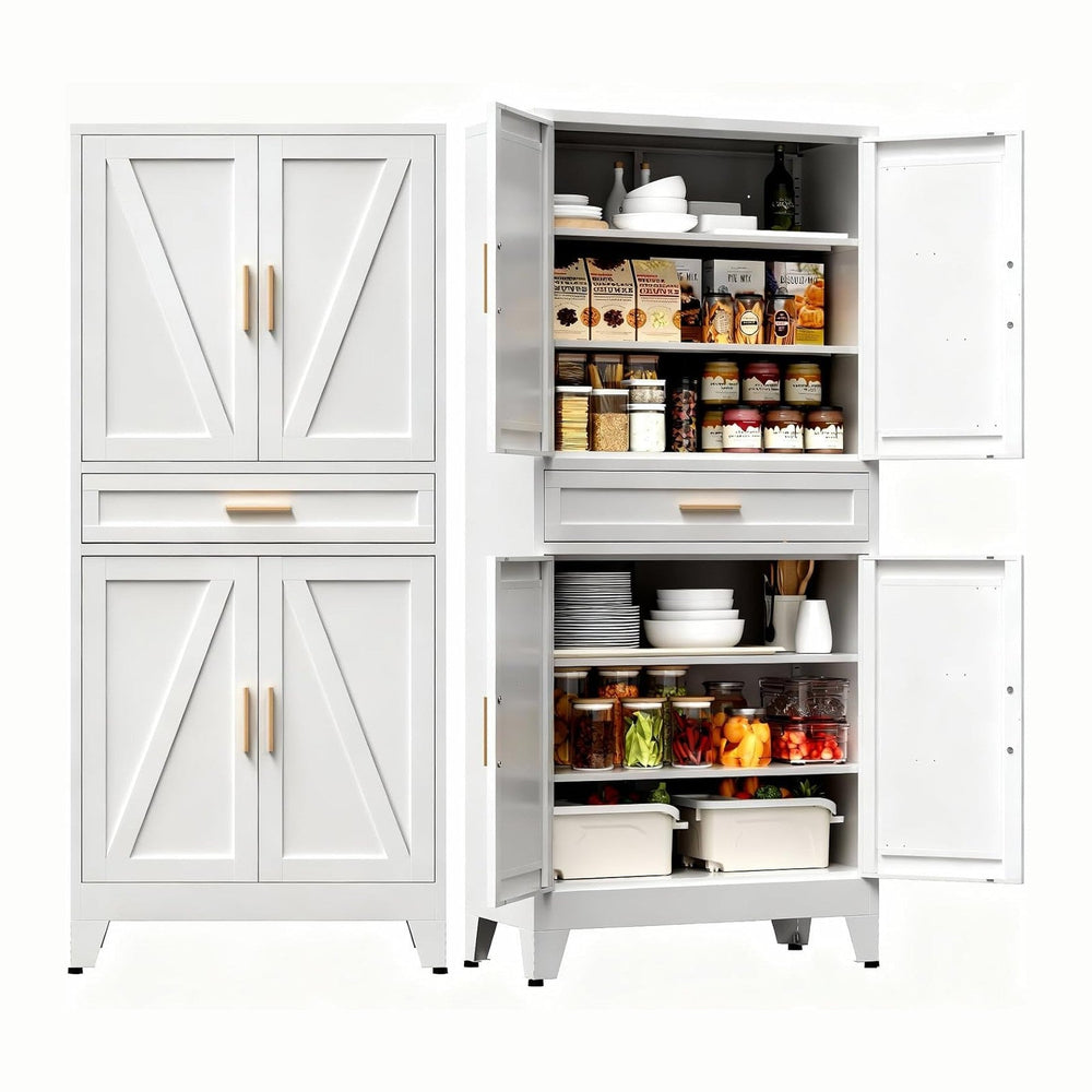 COFaR 71" Tall Kitchen Pantry, Farmhouse Storage Cabinet with Doors and ...