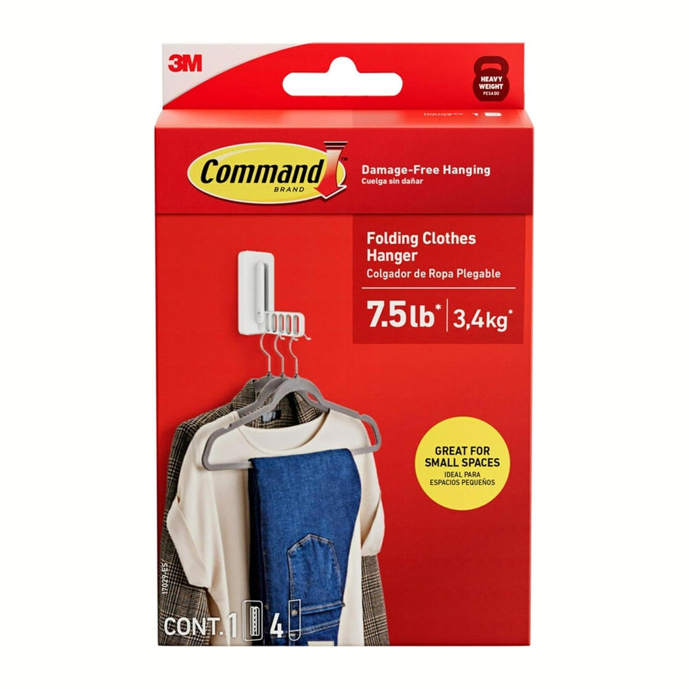 Command Folding Clothes Hanger, Holds up to 5 Hangers 7.5lb, 1.5lbs per Rung,...