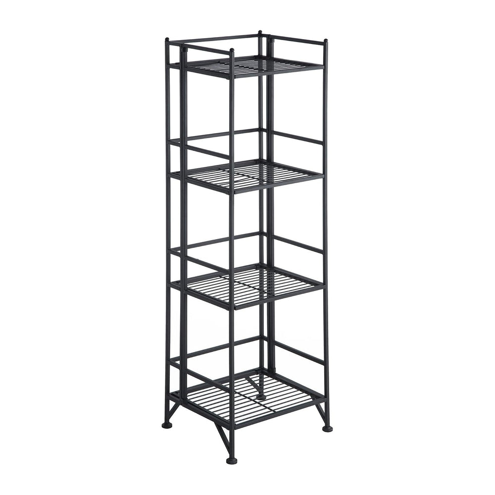 Convenience Concepts Xtra Storage 4 Tier Folding Metal Shelf, Black
