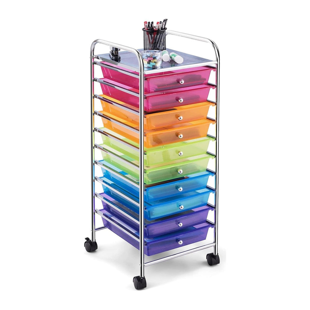 COSTWAY 10-Drawer Rolling Storage Cart, Utility Mobile Trolley