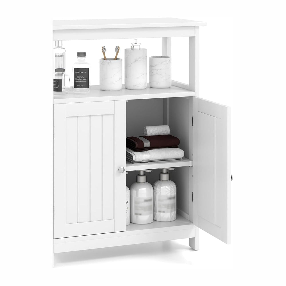 COSTWAY Bathroom Floor Storage Cabinet, Modern Wooden Storage Organizer
