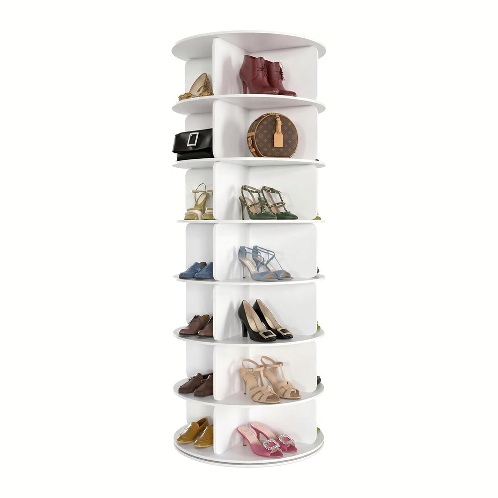 Cushore 7 Tier Rotating Shoe Rack Tower, 360° Spinning Shoe Display Lazy Susa...