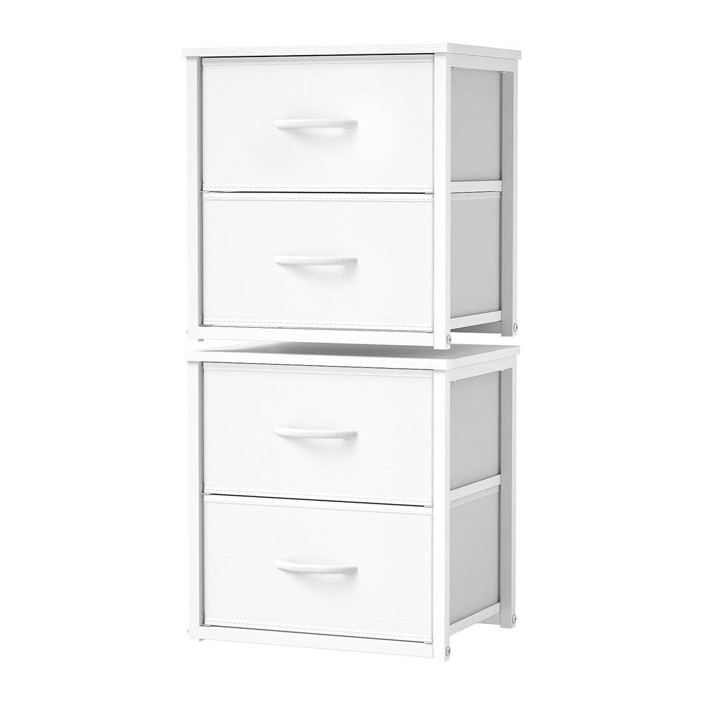 DAOUTIME 2-Pack Stackable Storage Drawers (4 Drawers Total), White Closet Org...
