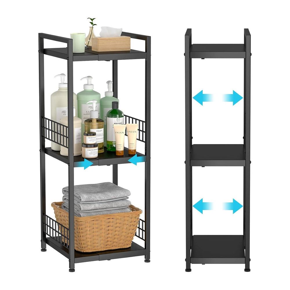 DAOUTIME 3-Tier Metal Shelving Unit, Expandable, Free-Standing, Narrow, Open ...