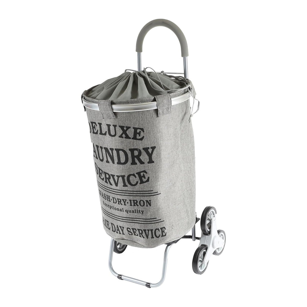 dbest products Stair Climber Laundry Trolley Dolly, Grey Laundry Bag Hamper B...