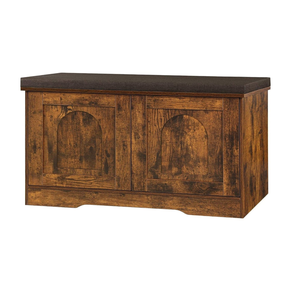 DINZI LVJ Shoe Storage Bench with Cushion, Door, Rustic Brown 31.5"LX17....