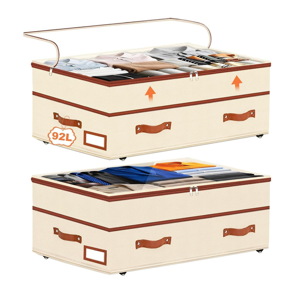 Dolicer 2 Pack Under Bed Storage with Wheels, 6in-10in Height Adjustable Unde...