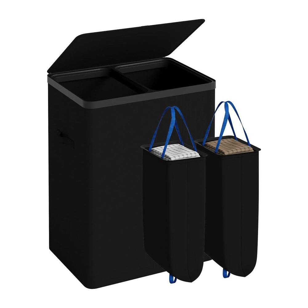 Double Laundry Hamper with Lid, 150L Large Laundry Basket 2 Compartments