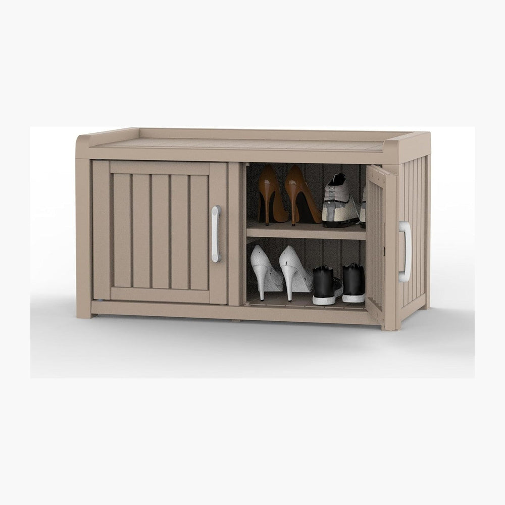 DRATO Indoor Outdoor Shoe Storage Cabinet, Shoe Bench Entryway with Adjustabl...